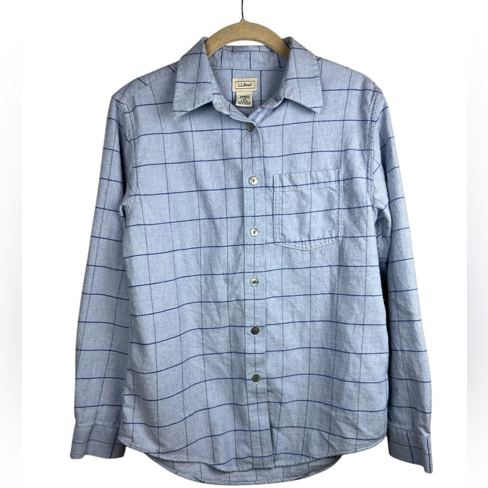 L.L. Bean 100% cotton Blue Flannel Button Up Size XS